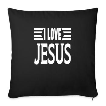 J’aime Jésus - Housse de coussin décorative 45 x 45 cm - noir - Devant