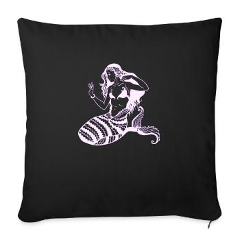 Sirène Mythique Rétro Sea Mermaid Princess neon - Housse de coussin décorative 45 x 45 cm - noir - Devant