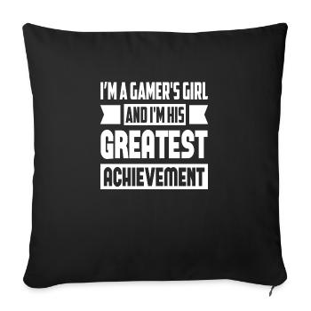 Je suis une fille de joueur et je suis sa plus grasse... - Housse de coussin décorative 45 x 45 cm - noir - Devant