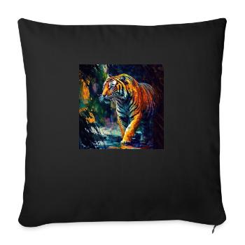 Bengal Tiger on the Prowl - Sofa pillowcase 17,3'' x 17,3'' (45 x 45 cm) - black - Front