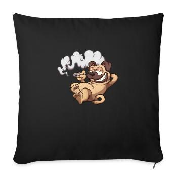 Pug Smoking A Joint - Sofa pillowcase 17,3'' x 17,3'' (45 x 45 cm) - black - Front