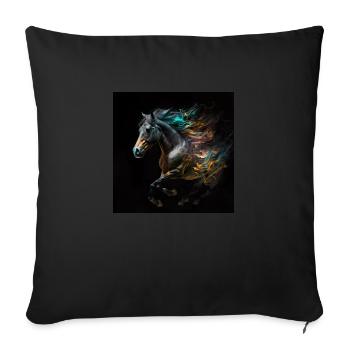 Fiery horse n°15 - Sofa pillowcase 17,3'' x 17,3'' (45 x 45 cm) - black - Front