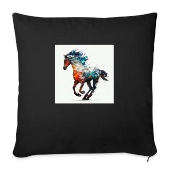Fiery horse n°9 - Sofa pillowcase 17,3'' x 17,3'' (45 x 45 cm) - black - Front