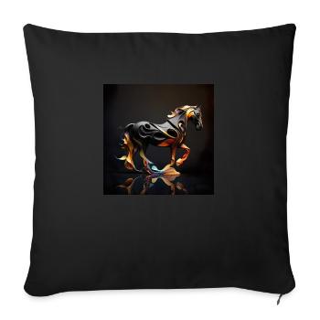 Fiery horse n°8 - Sofa pillowcase 17,3'' x 17,3'' (45 x 45 cm) - black - Front
