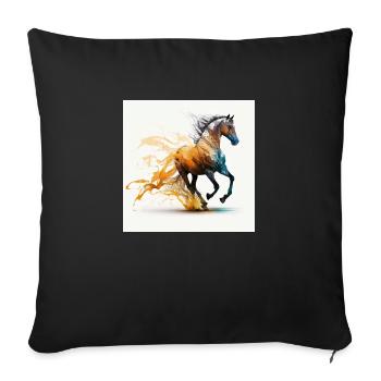 Fiery horse n°3 - Sofa pillowcase 17,3'' x 17,3'' (45 x 45 cm) - black - Front