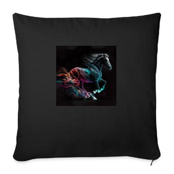 Fiery horse n°2 - Sofa pillowcase 17,3'' x 17,3'' (45 x 45 cm) - black - Front
