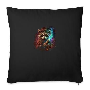 Fantasy Wizard Racoon - Sofa pillowcase 17,3'' x 17,3'' (45 x 45 cm) - black - Front