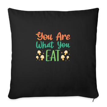 vous êtes ce que vous mangez végétalien - Housse de coussin décorative 45 x 45 cm - noir - Devant