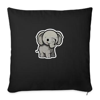 Baby Elephant - Sofakissenbezug 45 x 45 cm - Schwarz - Vorne
