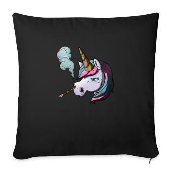 Einhorn raucht Zigarette - Sofakissenbezug 45 x 45 cm - Schwarz - Vorne