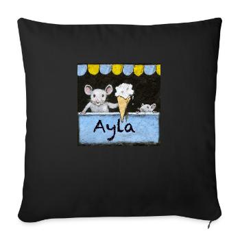 Ayla Personalised Name with mice selling Icecream - Sofa pillowcase 17,3'' x 17,3'' (45 x 45 cm) - black - Front