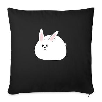 Lapin blanc gras, sucré, Pâques - Housse de coussin décorative 45 x 45 cm - noir - Devant