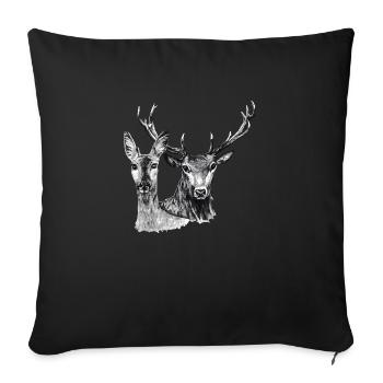 Cerfs et biche - Housse de coussin décorative 45 x 45 cm - noir - Devant
