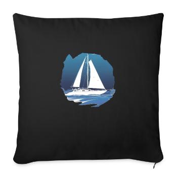 Voile Voilier Voilier Voilier Voilier - Housse de coussin décorative 45 x 45 cm - noir - Devant
