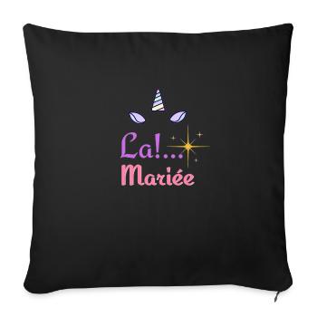 "La Mariée licorne" - Pour un mariage inoubliable - Housse de coussin décorative 45 x 45 cm - noir - Devant