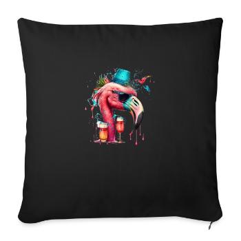 Bier Flamingo mit Party Hut - Sofakissenbezug 45 x 45 cm - Schwarz - Vorne