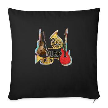 Instruments de musique - Housse de coussin décorative 45 x 45 cm - noir - Devant