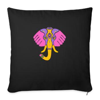 Symbole d’un éléphant indien, culture de l’Inde - Housse de coussin décorative 45 x 45 cm - noir - Devant