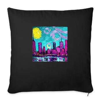 New York city van gogh - Sofa pillowcase 17,3'' x 17,3'' (45 x 45 cm) - black - Front