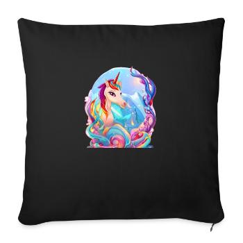 Unicorn Fabeltier Mädchen Einhorn Einhörner - Sofakissenbezug 45 x 45 cm - Schwarz - Vorne
