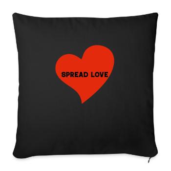 Logo Spread Love en forme de cœur - Housse de coussin décorative 45 x 45 cm - noir - Devant