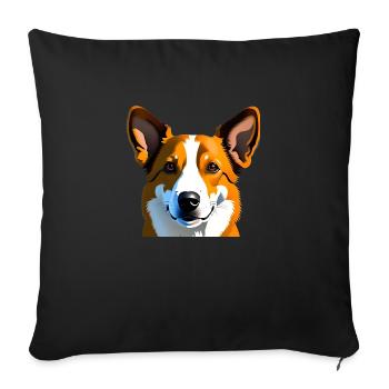 Realistic drawing of light brown dog - Sofa pillowcase 17,3'' x 17,3'' (45 x 45 cm) - black - Front