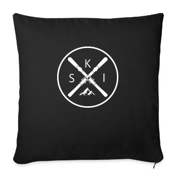 Ski ski ski motif pour skieurs - Housse de coussin décorative 45 x 45 cm - noir - Devant