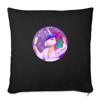 JGA Einhorn mit Sektglas - Team Braut - Sofakissenbezug 45 x 45 cm - Schwarz - Vorne