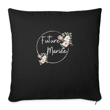 Future mariée floral - Housse de coussin décorative 45 x 45 cm - noir - Devant