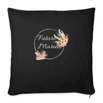 Future mariée floral - Housse de coussin décorative 45 x 45 cm - noir - Devant