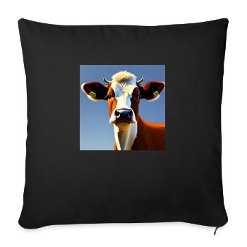 Brown and White Cow - Sofa pillowcase 17,3'' x 17,3'' (45 x 45 cm) - black - Front