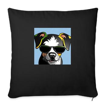 Colorful Dog With Sunglasses - Sofa pillowcase 17,3'' x 17,3'' (45 x 45 cm) - black - Front