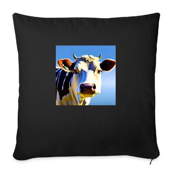 Cow with horns - Sofa pillowcase 17,3'' x 17,3'' (45 x 45 cm) - black - Front