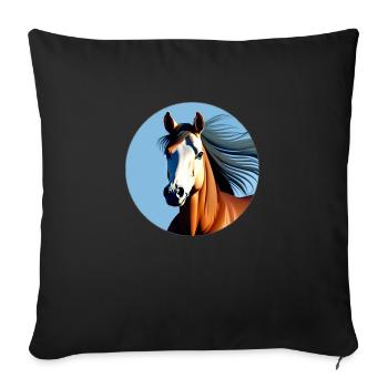 Cheval de sport marron au galop - Housse de coussin décorative 45 x 45 cm - noir - Devant