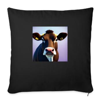 Brown Cow On Colorful Background - Sofa pillowcase 17,3'' x 17,3'' (45 x 45 cm) - black - Front
