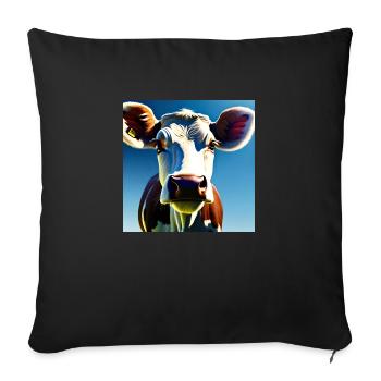 Brown and White Cow - Sofa pillowcase 17,3'' x 17,3'' (45 x 45 cm) - black - Front