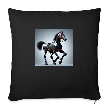 Roboterpferd Version 1 - Sofakissenbezug 45 x 45 cm - Schwarz - Vorne