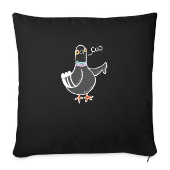 Coo / Boo Pigeon (Blanc) - Housse de coussin décorative 45 x 45 cm - noir - Devant