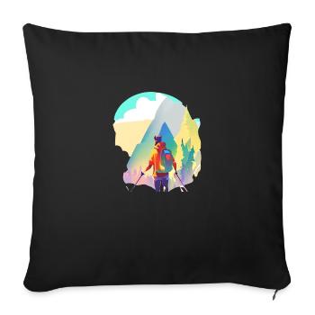 Hiking Mountain hiking Mountain hikers Hike - Sofa pillowcase 17,3'' x 17,3'' (45 x 45 cm) - black - Front