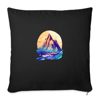 Mountains Hiking Mountain hiking Hiking Mountain hikers - Sofa pillowcase 17,3'' x 17,3'' (45 x 45 cm) - black - Front