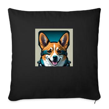 Astronaut Corgi - Sofa pillowcase 17,3'' x 17,3'' (45 x 45 cm) - black - Front