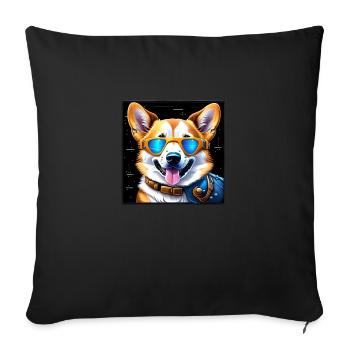 Corgi futuriste - Housse de coussin décorative 45 x 45 cm - noir - Devant