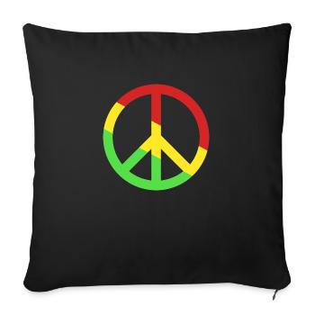 Peace green yellow red. - Sofa pillowcase 17,3'' x 17,3'' (45 x 45 cm) - black - Front