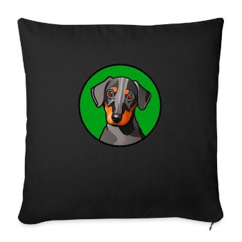 Motif graphique Dachshund Design dans le cercle vert - Housse de coussin décorative 45 x 45 cm - noir - Devant