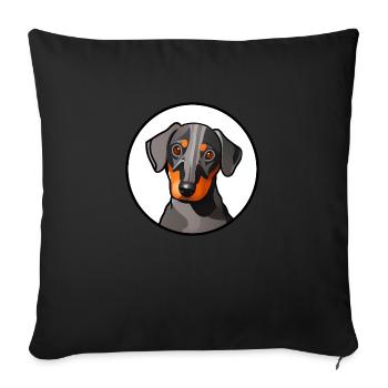 Motif graphique Dachshund Design dans un cercle blanc - Housse de coussin décorative 45 x 45 cm - noir - Devant