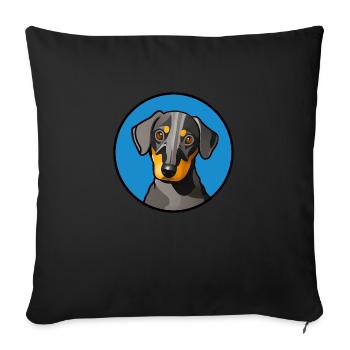 Dachshund Design graphic yellow grey in blue circle - Sofa pillowcase 17,3'' x 17,3'' (45 x 45 cm) - black - Front