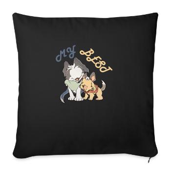 my best, Unique Cat-Dog Friendship - Sofa pillowcase 17,3'' x 17,3'' (45 x 45 cm) - black - Front