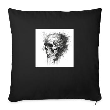 Crâne effrayant dans le style gothique et emo - Housse de coussin décorative 45 x 45 cm - noir - Devant