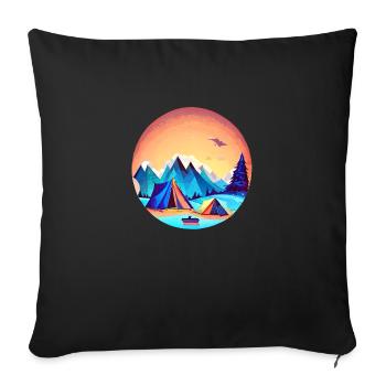 Camping Caravane Camping-car Gift Camp Tentes - Housse de coussin décorative 45 x 45 cm - noir - Devant