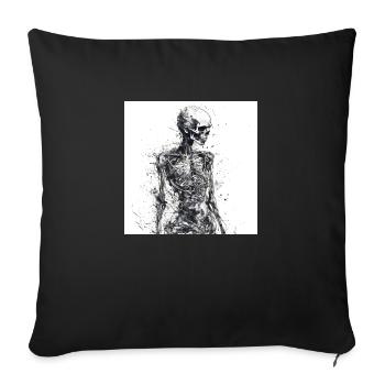 Squelette de crâne effrayant - Housse de coussin décorative 45 x 45 cm - noir - Devant
